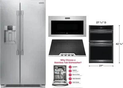 5 Piece Package Includes Refrigerator, Cooktop, Wall Oven, Microwave And Dishwasher