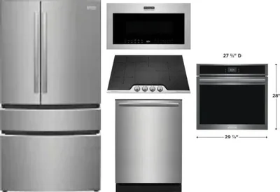5 Piece Package Includes Refrigerator, Cooktop, Wall Oven, Microwave And Dishwasher