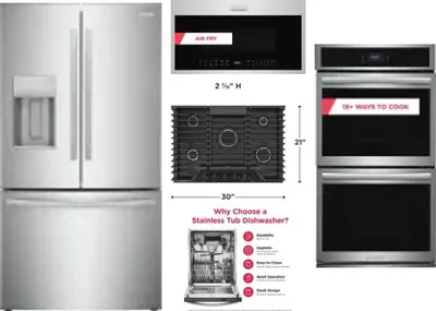 5 Piece Package Includes Refrigerator, Cooktop, Wall Oven, Microwave And Dishwasher