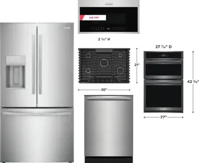 5 Piece Package Includes Refrigerator, Cooktop, Wall Oven, Microwave And Dishwasher