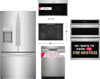 5 Piece Package Includes Refrigerator, Cooktop, Wall Oven, Microwave And Dishwasher