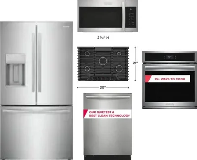 5 Piece Package Includes Refrigerator, Cooktop, Wall Oven, Microwave And Dishwasher