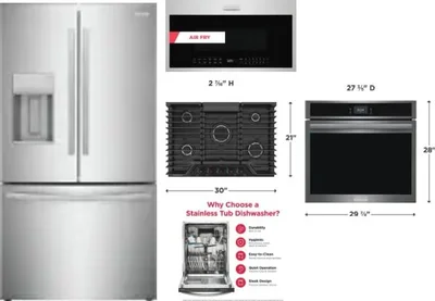 5 Piece Package Includes Refrigerator, Cooktop, Wall Oven, Microwave And Dishwasher