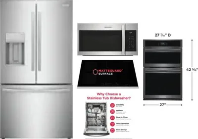 5 Piece Package Includes Refrigerator, Cooktop, Wall Oven, Microwave And Dishwasher