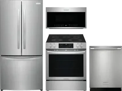 4 Piece Package Includes Refrigerator, Range, Microwave And Dishwasher