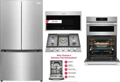 5 Piece Package Includes Refrigerator, Cooktop, Wall Oven, Microwave And Dishwasher