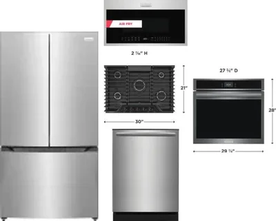 5 Piece Package Includes Refrigerator, Cooktop, Wall Oven, Microwave And Dishwasher