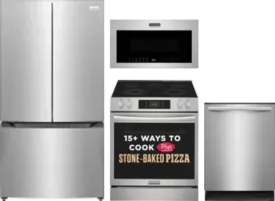 4 Piece Package Includes Refrigerator, Range, Microwave And Dishwasher