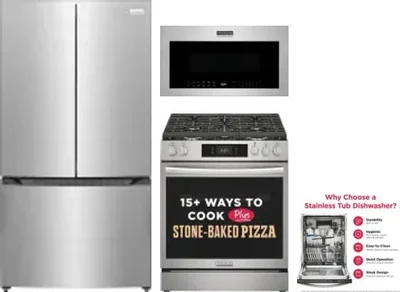 4 Piece Package Includes Refrigerator, Range, Microwave And Dishwasher
