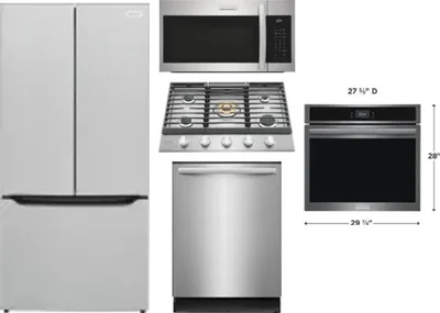 5 Piece Package Includes Refrigerator, Cooktop, Wall Oven, Microwave And Dishwasher