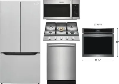 5 Piece Package Includes Refrigerator, Cooktop, Wall Oven, Microwave And Dishwasher