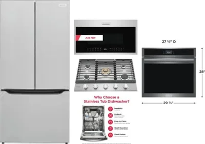 5 Piece Package Includes Refrigerator, Cooktop, Wall Oven, Microwave And Dishwasher