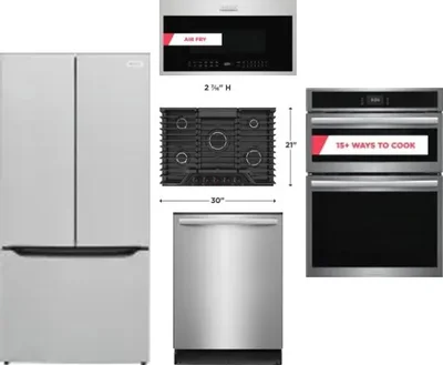 5 Piece Package Includes Refrigerator, Cooktop, Wall Oven, Microwave And Dishwasher