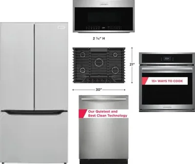 5 Piece Package Includes Refrigerator, Cooktop, Wall Oven, Microwave And Dishwasher