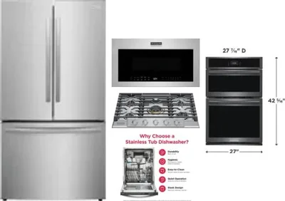 5 Piece Package Includes Refrigerator, Cooktop, Wall Oven, Microwave And Dishwasher