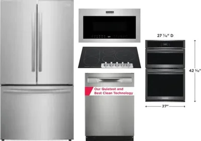 5 Piece Package Includes Refrigerator, Cooktop, Wall Oven, Microwave And Dishwasher