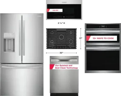 5 Piece Package Includes Refrigerator, Cooktop, Wall Oven, Microwave And Dishwasher
