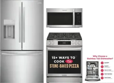 4 Piece Package Includes Refrigerator, Range, Microwave And Dishwasher