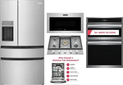 5 Piece Package Includes Refrigerator, Cooktop, Wall Oven, Microwave And Dishwasher