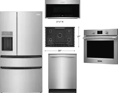 5 Piece Package Includes Refrigerator, Cooktop, Wall Oven, Microwave And Dishwasher