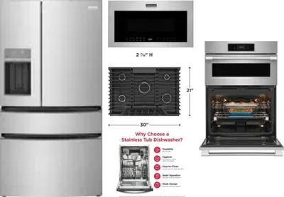 5 Piece Package Includes Refrigerator, Cooktop, Wall Oven, Microwave And Dishwasher