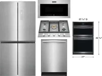 5 Piece Package Includes Refrigerator, Cooktop, Wall Oven, Microwave And Dishwasher