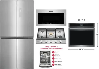 5 Piece Package Includes Refrigerator, Cooktop, Wall Oven, Microwave And Dishwasher