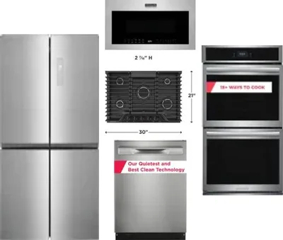 5 Piece Package Includes Refrigerator, Cooktop, Wall Oven, Microwave And Dishwasher