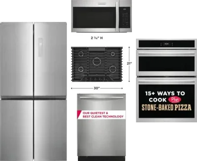 5 Piece Package Includes Refrigerator, Cooktop, Wall Oven, Microwave And Dishwasher