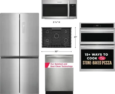 5 Piece Package Includes Refrigerator, Cooktop, Wall Oven, Microwave And Dishwasher
