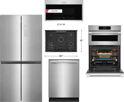 5 Piece Package Includes Refrigerator, Cooktop, Wall Oven, Microwave And Dishwasher