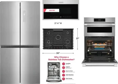 5 Piece Package Includes Refrigerator, Cooktop, Wall Oven, Microwave And Dishwasher