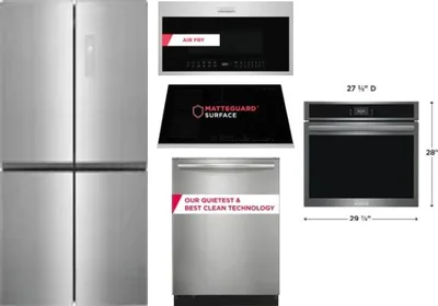 5 Piece Package Includes Refrigerator, Cooktop, Wall Oven, Microwave And Dishwasher