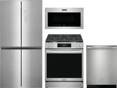4 Piece Package Includes Refrigerator, Range, Microwave And Dishwasher