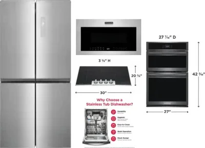 5 Piece Package Includes Refrigerator, Cooktop, Wall Oven, Microwave And Dishwasher