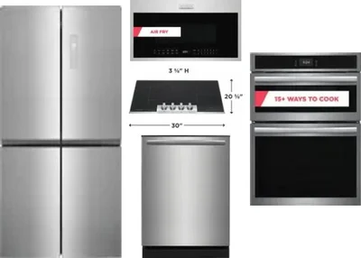 5 Piece Package Includes Refrigerator, Cooktop, Wall Oven, Microwave And Dishwasher