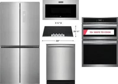 5 Piece Package Includes Refrigerator, Cooktop, Wall Oven, Microwave And Dishwasher