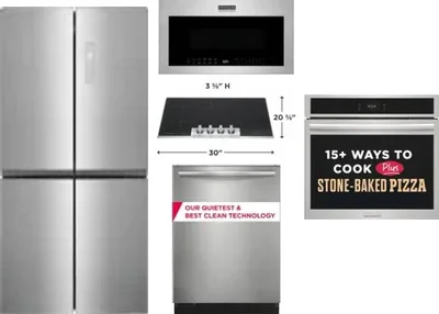 5 Piece Package Includes Refrigerator, Cooktop, Wall Oven, Microwave And Dishwasher