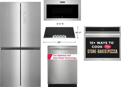 5 Piece Package Includes Refrigerator, Cooktop, Wall Oven, Microwave And Dishwasher