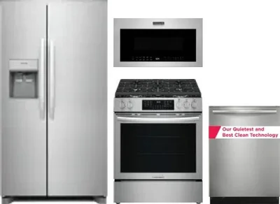 4 Piece Package Includes Refrigerator, Range, Microwave And Dishwasher