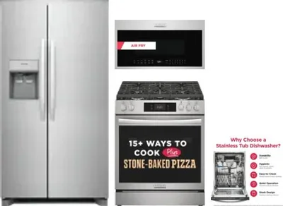 4 Piece Package Includes Refrigerator, Range, Microwave And Dishwasher