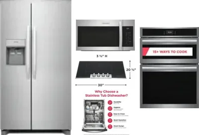 5 Piece Package Includes Refrigerator, Cooktop, Wall Oven, Microwave And Dishwasher