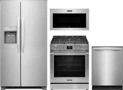 4 Piece Package Includes Refrigerator, Range, Microwave And Dishwasher