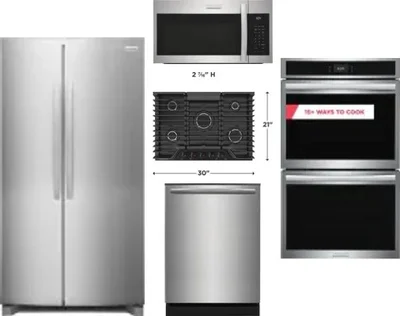5 Piece Package Includes Refrigerator, Cooktop, Wall Oven, Microwave And Dishwasher