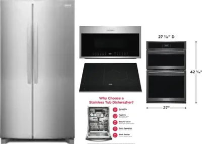 5 Piece Package Includes Refrigerator, Cooktop, Wall Oven, Microwave And Dishwasher