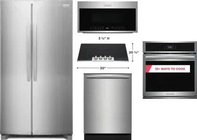 5 Piece Package Includes Refrigerator, Cooktop, Wall Oven, Microwave And Dishwasher