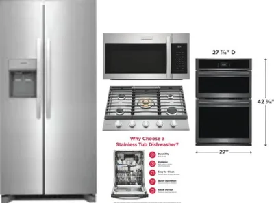 5 Piece Package Includes Refrigerator, Cooktop, Wall Oven, Microwave And Dishwasher