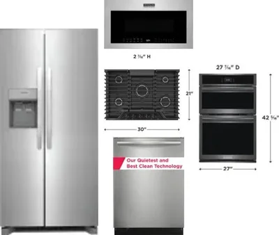 5 Piece Package Includes Refrigerator, Cooktop, Wall Oven, Microwave And Dishwasher