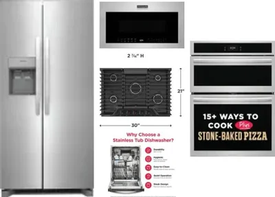 5 Piece Package Includes Refrigerator, Cooktop, Wall Oven, Microwave And Dishwasher