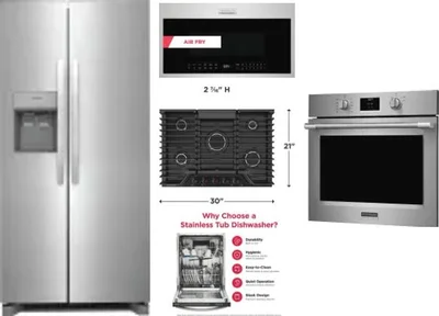 5 Piece Package Includes Refrigerator, Cooktop, Wall Oven, Microwave And Dishwasher